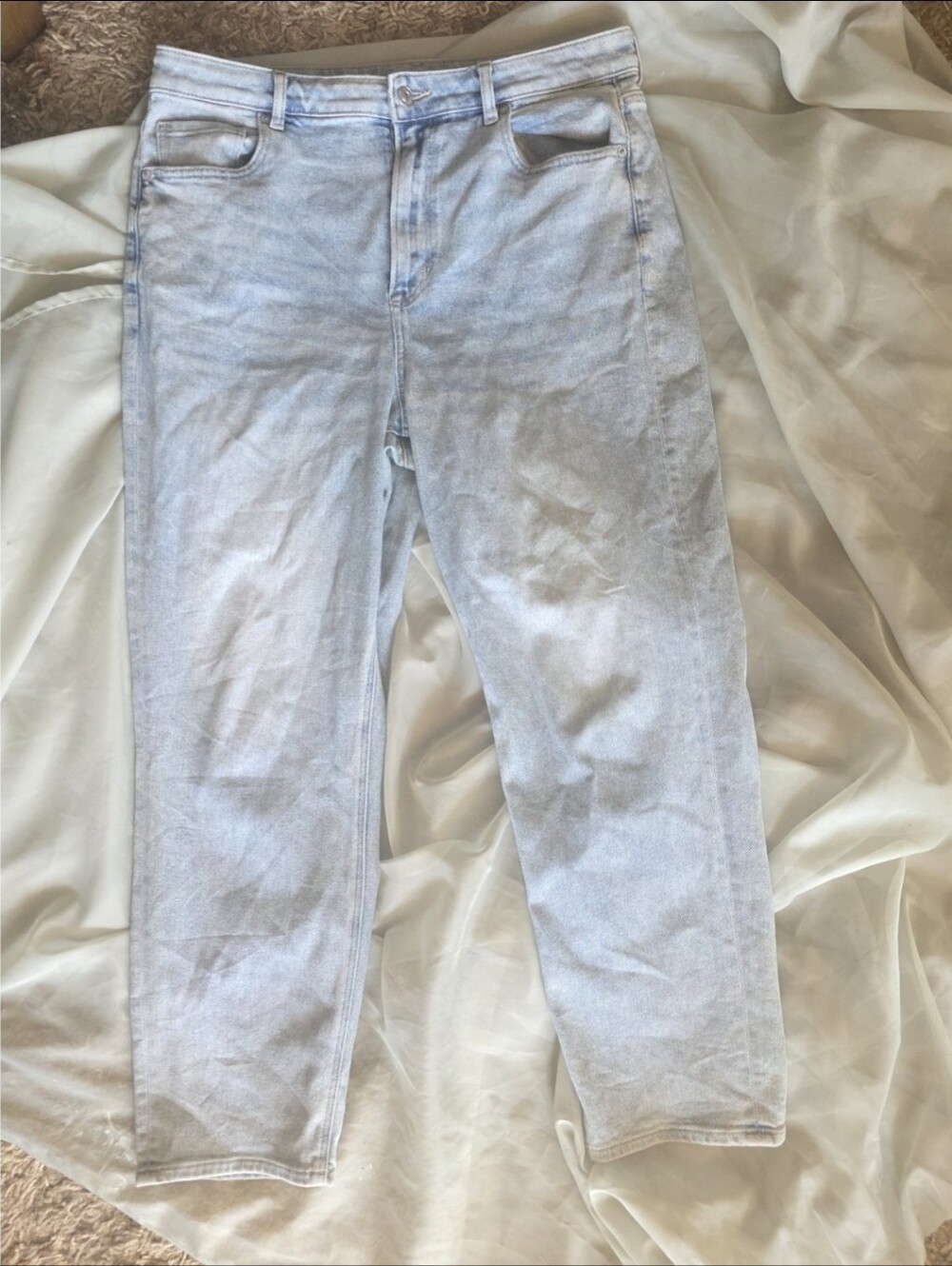 American Eagle Stretch Mom Straight Jeans Size 16 Regular Light Wash